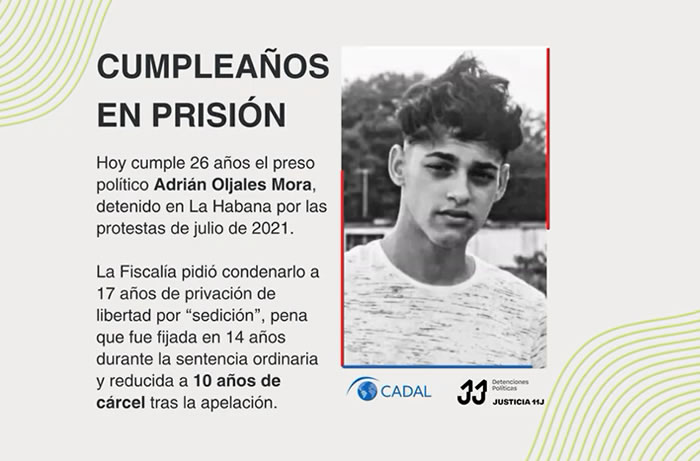 Cumpleaños en prisión: Adrián Oljales Mora