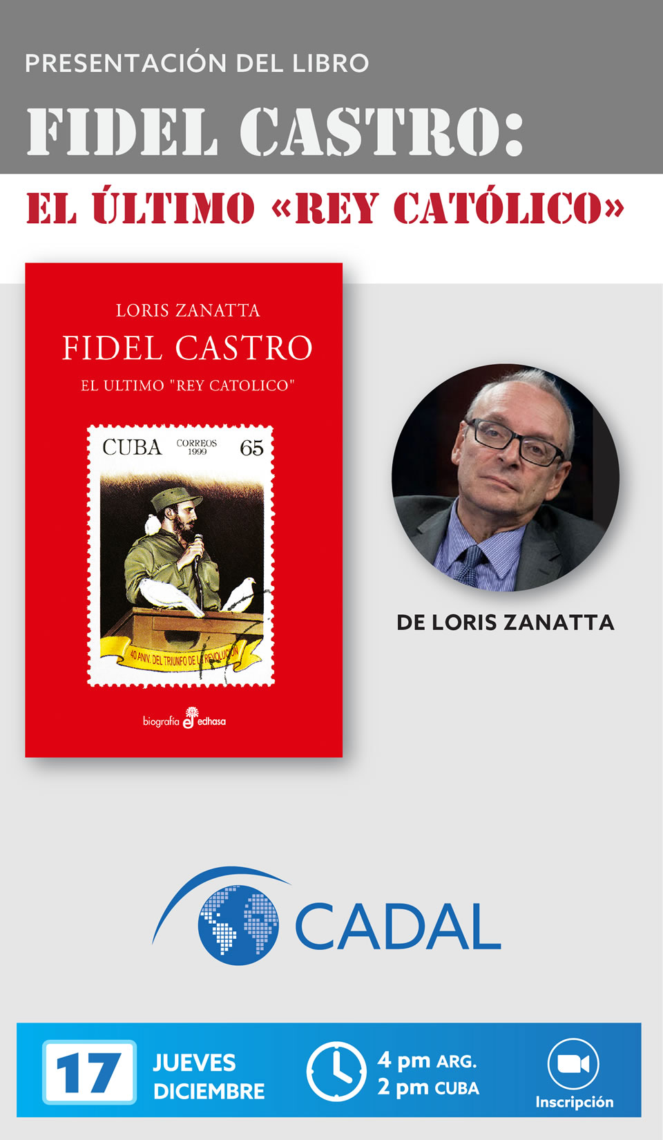 Presentaci&oacute;n del libro: Fidel Castro, el &uacute;ltimo rey cat&oacute;lico, por Loris Zanatta